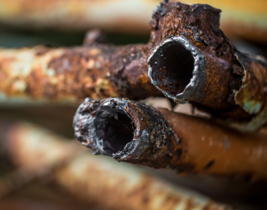 rusty pipes closeup